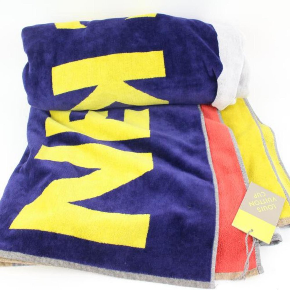 Louis Vuitton XL Huge Blue x Yellow x Red 2003 Auckland LV Cup Towel Throw 77lz4 - Picture 8 of 12
